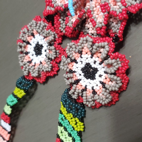 Handmade Mexico HUMMINGBIRD BEADED NECKLACE with Keychain  COLORFUL BLUE - Picture 4 of 8